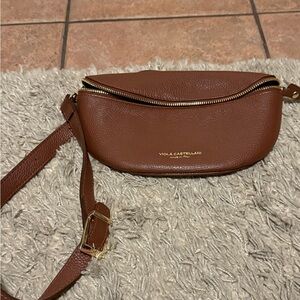 VIOLA CASTELLANI ITALY BROWN GENUINE Leather Crossbody Waist Belt Bag